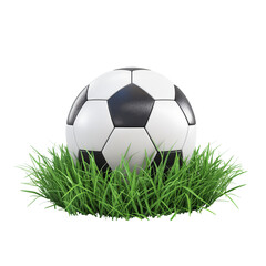 Obraz premium Soccer ball resting on green grass isolated on a transparent background