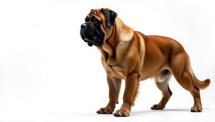 Obraz premium Majestic mastiff, powerful stance, white background, background, dog head shot, noble