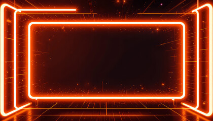 Obraz premium Enter the Future: Striking Neon Orange Portal Frame with Glowing 3D Effects - Perfect for Sci-Fi Graphics, Tech Ads, and Futuristic Displays (124 characters)