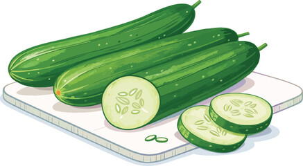 Cucumber Illustration vector design, Cucumber on board in white background vector design