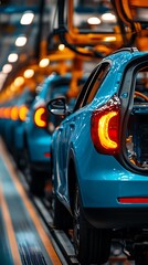 Obraz premium Cars moving on assembly line