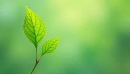 Single delicate sapling, vibrant green leaves, isolated , environment, healthy, plant