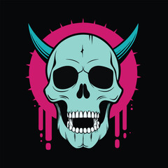 Tattoo style demon bold lineart color fills icon outline vector illustration