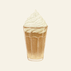 Iced vanilla cream latte vector illustration