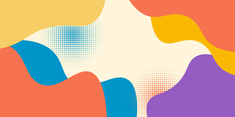 colorful abstract geometric wave pattern with dotted banner template