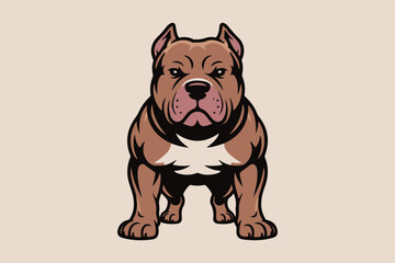 pitbull dog silhouette illustration Vector