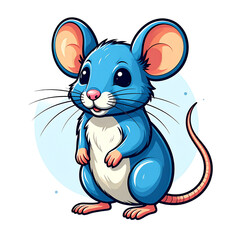 Adorable Blue Cartoon Mouse Illustration Perfect for Children's Book or Design