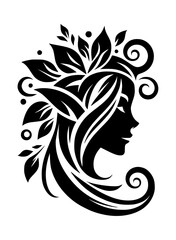 Elegant Elf Head Silhouette Black and White Vector Logo