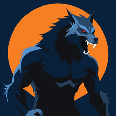 Werewolf mid transformation dynamic fur texture icon outline vector illustration