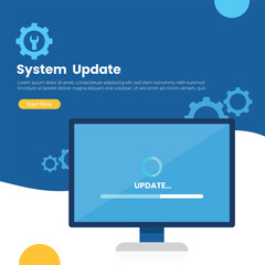 Flat style system update illustration. Suitable for landing page use