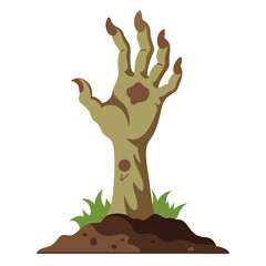Zombie hand rising from the ground spooky design icon outline vector illustration