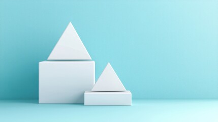 Minimalist Geometric Shapes on Light Blue Background for Modern Design Projects and Visual Presentations