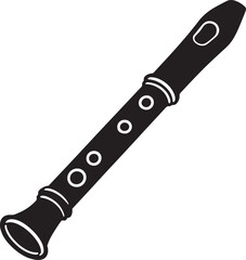Flute silhouette vector illustration, long flute icon vector 