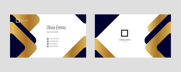 Gradient gold white and blue luxury card for business with abstract shapes