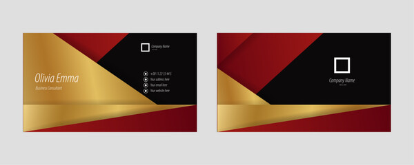 Gradient gold black and red luxury card for business with abstract shapes