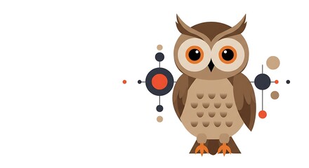 Fototapeta premium Stylized Owl Illustration with Geometric Graphic on White Background