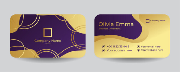 Modern simple purple and gold business card design template