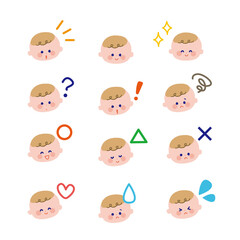 様々な表情の赤ちゃん顔アイコン