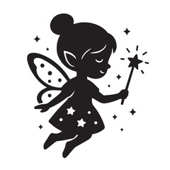 Obraz premium Silhouette fairy magic wand concept. silhouette of fairy with