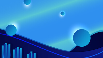 Blue vector minimalist simple abstract geometric banner background. Gradient geometric shapes on dark blue background