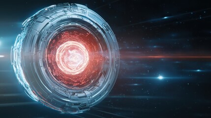 Futuristic Energy Sphere with Dynamic Motion and Abstract Light Trails in Space Environment