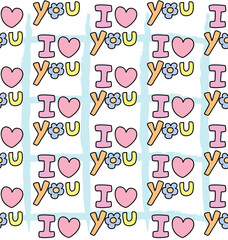 Cute I Love You Pastel Pattern Background