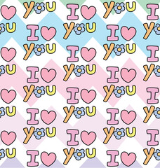 Cute I Love You Pastel Pattern Background