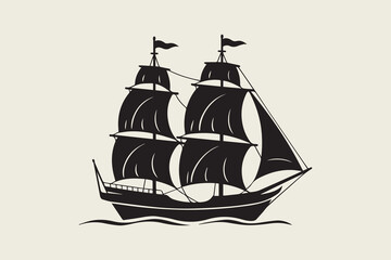 sailing ship silhouette  Vector