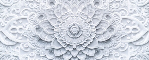 Intricate white floral relief design showcasing detailed craftsmanship. perfect for interior decoration or artistic backgrounds. with a smooth texture and elegant patterns