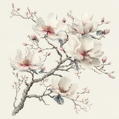 spring flower concept. Delicate white magnolia flowers on a soft background.