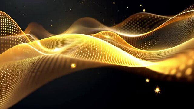 This striking video features a grunge banner adorned with shimmering gold glitter dots. The abstract noise dotwork pattern creates a visually captivating design, perfect for artistic projects.