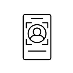Electronic ID verification line icon vector, with editable stroke, suitable for onboarding apps, crypto compliance, and finance security tools