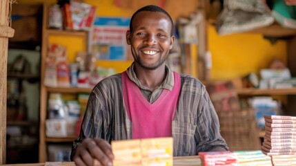 Smiling African Shopkeeper