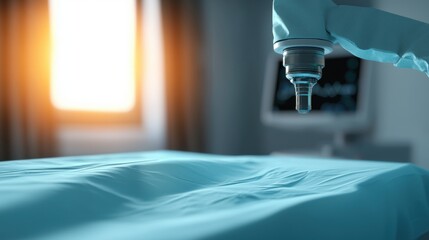 A robotic hand holding a medical instrument.