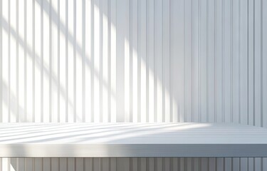 Fototapeta premium A serene interior space showcasing a wooden floor with soft shadows cast by a nearby window. creating a peaceful atmosphere ideal for relaxation or meditation