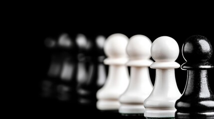 A chessboard with pieces in white and black.