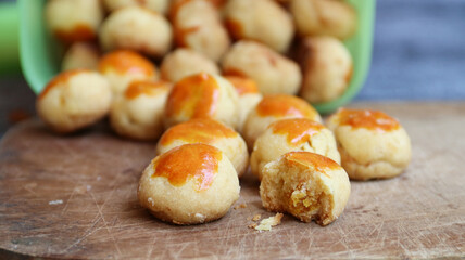 Kue nastar or pineapple tart. indonesian eid snack (kue lebaran) isolated on white background