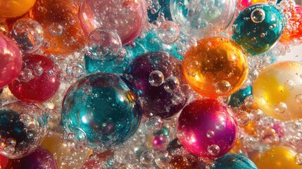 A vibrant assortment of water balloons in various shades of blue,