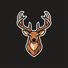 A striking illustration of a deer’s head with majestic antlers, set against a dark background. This detailed design showcases the beauty and elegance of wildlife