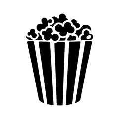 Striped popcorn bucket filled with popped kernels for snack themes vector
