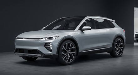 Silver Crossover Vehicle Displayed in Studio Environment