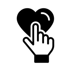 Obraz premium Hand clicking on heart icon symbolizing like and favorite in Silhouette style vector illustration 