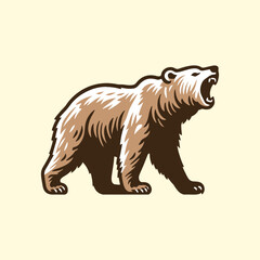 angry brown bear walking vector illustration	
