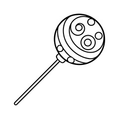 Decorative Lollipop Candy Icon in Black and White Vector
