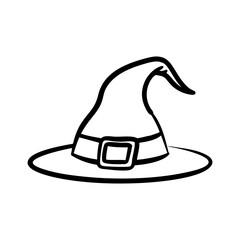 Witch Hat Outline Icon for Halloween and Costume Design Vector Illustration
