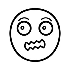 Nervous or Confused Emoji Face Line Icon in Black and White Vector Style  

