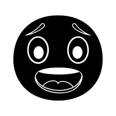 Surprised or Anxious Emoji Face Icon in Black and White Vector Style  
