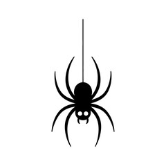 Hanging Spider Icon Isolated on White Background Halloween Vector Illustration  
