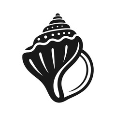 Conch Sea Shell Icon in Decorative Black Silhouette Style Vector Illustration  
