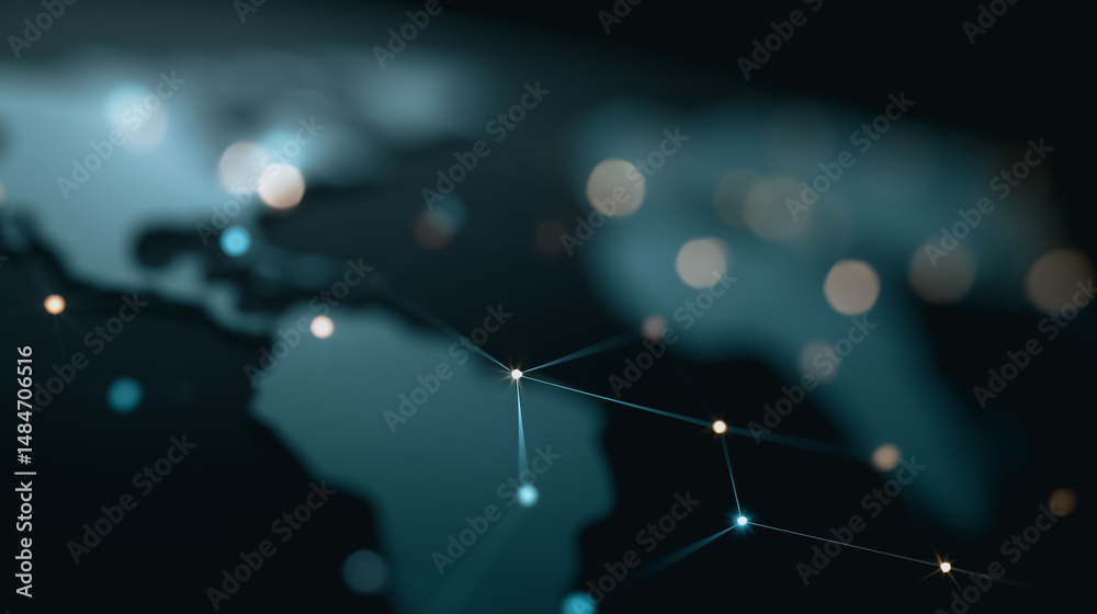 Poster global connectivity in focus: an artistic rendering of interconnected global networks, showcasing da